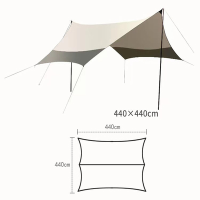 Awning σκηνή καταφυγίων ήλιων στρατοπέδευσης υφάσματος ήλιων αδιάβροχη με το σχοινί αέρα